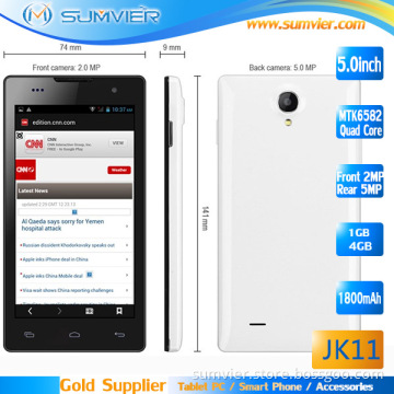 OEM 5inch Qhd Mtk6582 Quad Core 1.3GHz Smart Phone 1g+4G